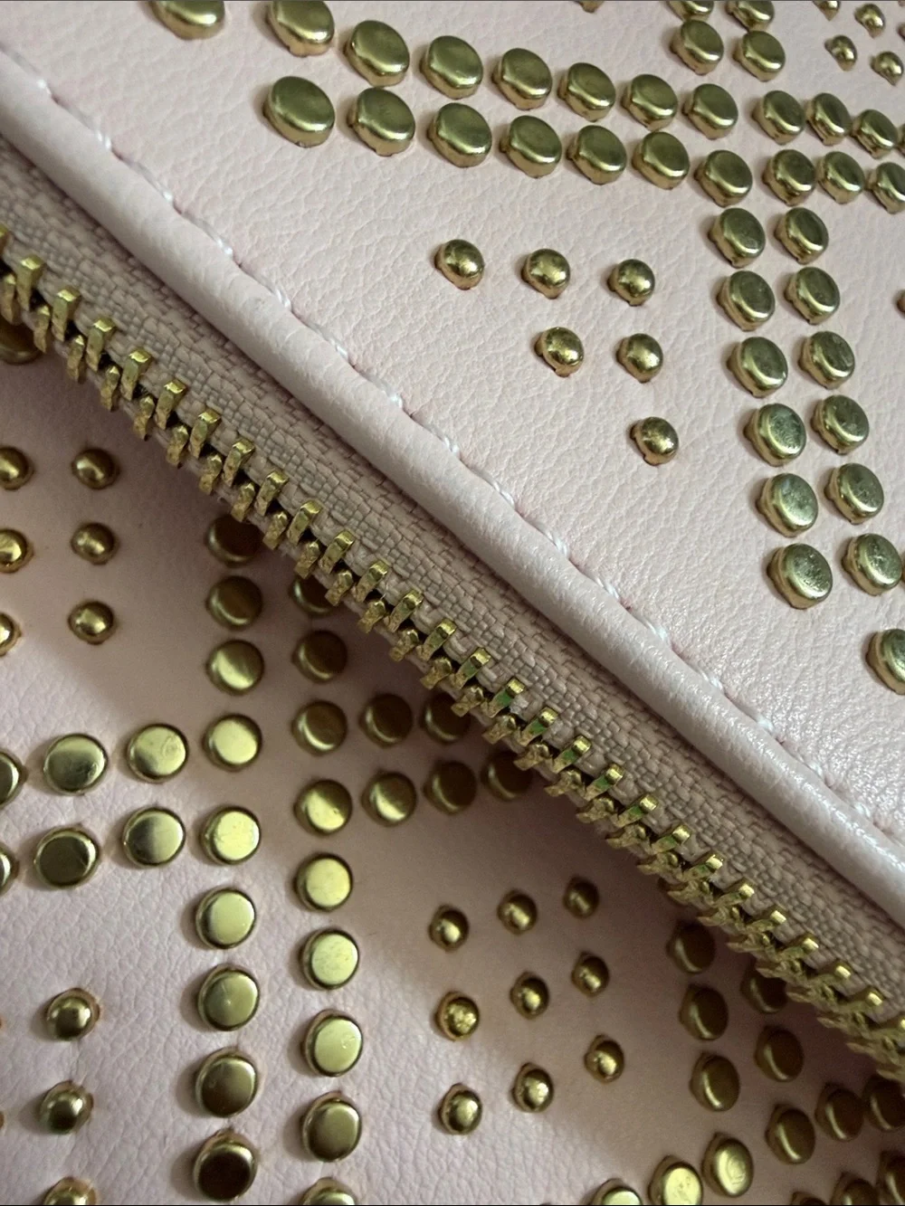 Lulu's Blush Pink Studded Fold-Over Wristlet Clutch